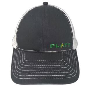 Platt Trucker Hat Black White Mesh Back Contrast Stitching OS Embroidered Logo